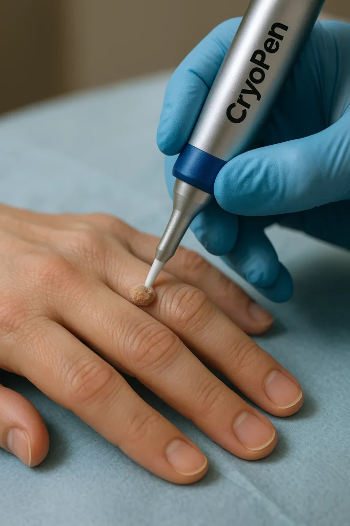 example of cryopen wart removal Greater London (Waltham Forest) treatment on a persons finger