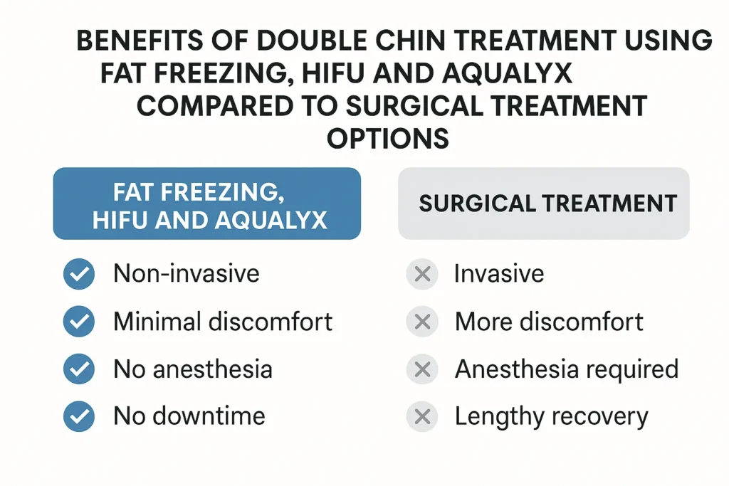 Graphic about the benefits of double chin treatment Greater London (Waltham Forest) - from LA LIPO