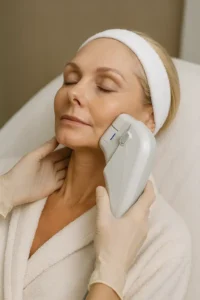 Woman receiving HIFU non surgical facelift treatment Greater London (Waltham Forest)