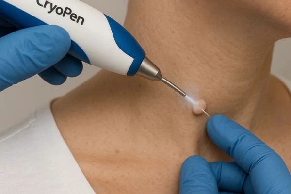 Person receiving cryotherapy Greater London (Waltham Forest) for skin tag removal