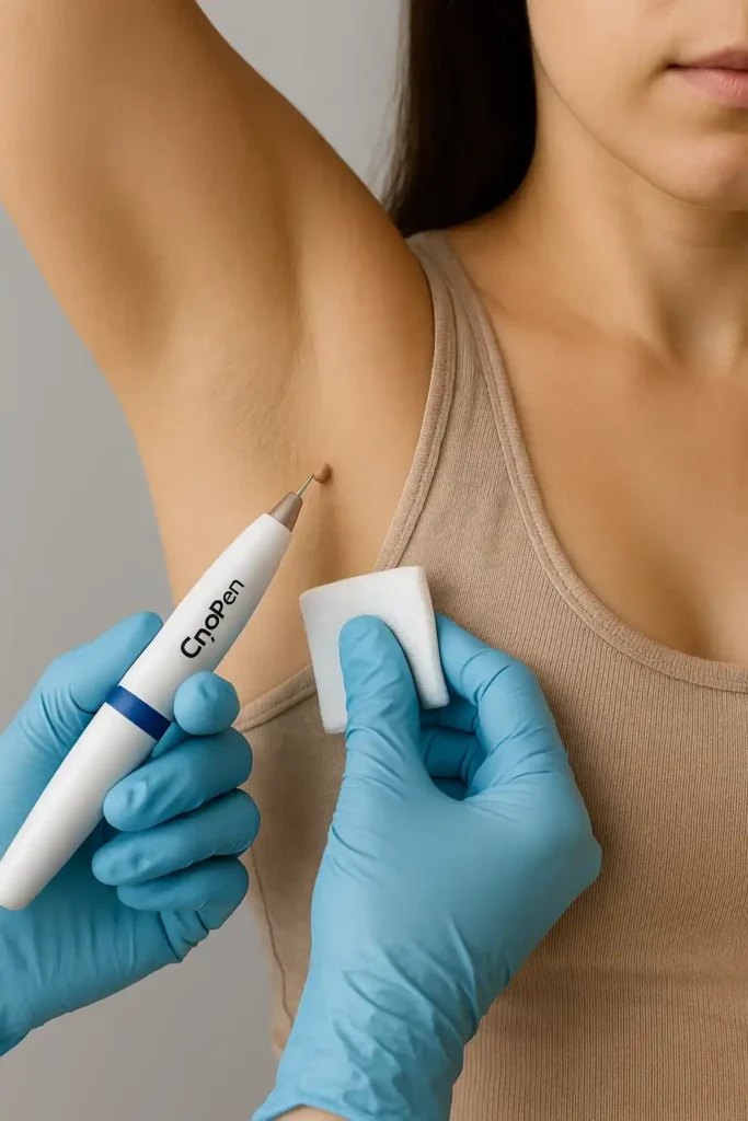 woman having cryopen to remove underarm skin tags Greater London (Waltham Forest)